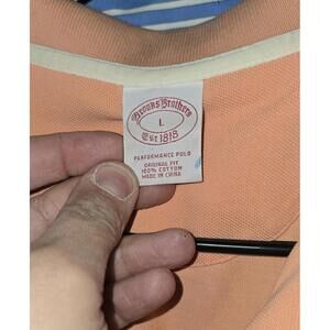 Brooks Brothers Performance Polo Shirt, Size Large, Peach